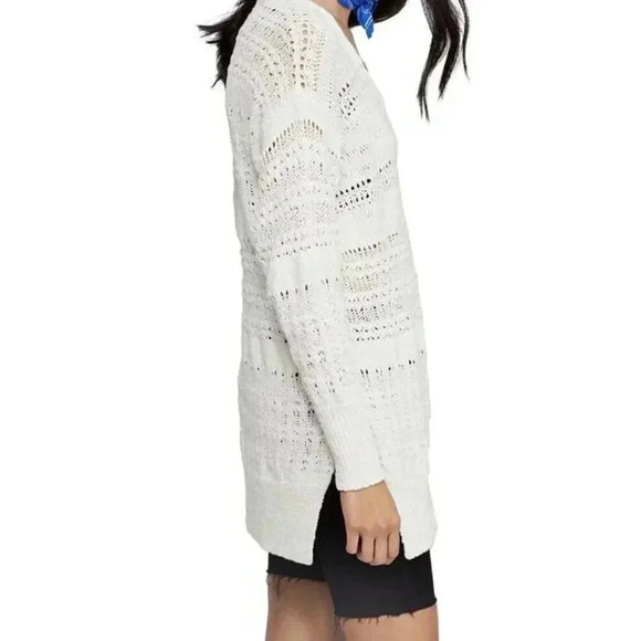 Free People Hot Tropics V-Neck Sweater Ivory Medium NEW - Picture 2 of 4